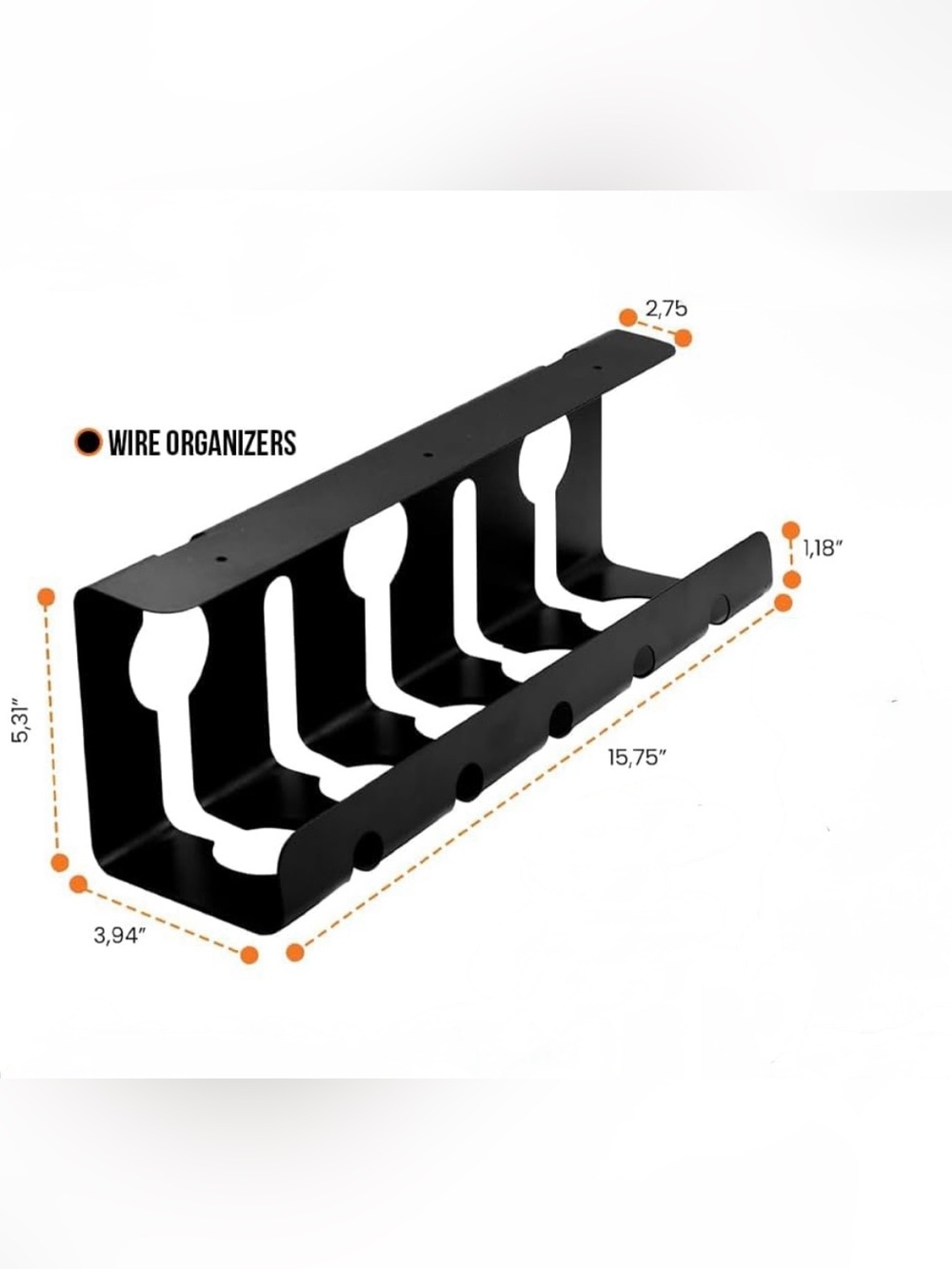 15.75” Under Desk Cable Management Tray Wire Organizer Basket Storage Black NEW
